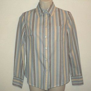 J. Crew Women's Sz. XS Shirt Stripes Blue & Brown